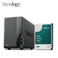 群暉 Synology DS224+ 2-Bay NAS 網路儲存伺服器 搭 Synology Plus 4TB(HAT3300-4T) 5400