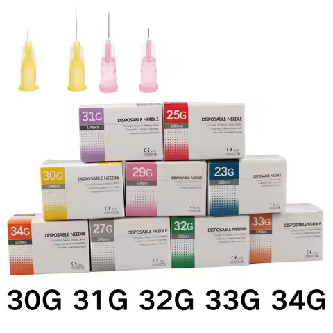 100pcs 30/32/31/34G 4/13mm needle Piercing Injection glue Clear Tip Cap Tattoo cartridge For Pharmac