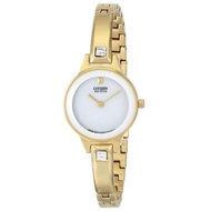 Citizen Eco-drive Ladies Crystal White Dial Gold Tone Bangle Watch