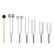 Sunshineyou-6Pcs/Set 128Hz 256Hz 512Hz 1024Hz 2048Hz 4096Hz Tuning Fork with Hammer for Tuning Fork 
