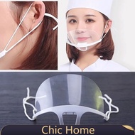 10pcs Kitchen Plastic Transparent Mask Mouth Shield Visor Face Shield Cherf Wear Face Mask Hygienic 