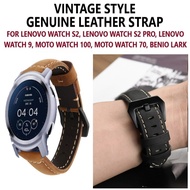 Ready Stock] Vintage Genuine Leather Strap Band For Smart Watch Lenovo S2 / S2 Pro, Lenovo Watch 9, 