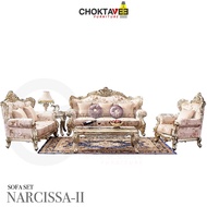 ชุดโซฟาหลุยส์ 4ชิ้น (3+2+1ที่นั่ง+โต๊ะกลาง) Gold Diamond Series รุ่น TSF-LV-SET NARCISSA-II [Pick Co