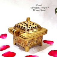 Classic Sambrani Holder / Dhoop Stand / Sambarani without Handle Brass Antique Finish