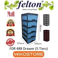 Hot Sales 🔥🔥🔥 [ Wikostore.web only RM9.90 Shipping ]  Felton FDR488 Durable Drawer 5 Tiers (12"W x 1