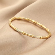 (13-21cm)GT222 BULUH 2 LAYER BATU Gelang Rantai Tangan Wanita Titanium Bangle Gift Wedding Jewellery