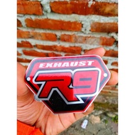 Emblem knalpot merk logo R9 exhaust bahan plat almunium yekrpu 7649fj