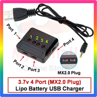 RC Helicopter Quadcopter Drone Car Plane Boat 3.7v 4 Port USB Lipo Battery Charger MX 2.0 Plug Toys