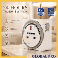 (SIRIM) EUROSAFE/RAPID-TECH/DLX 13A Plug Timer Socket Switch Timer Plug In Socket Timer Socket Elect