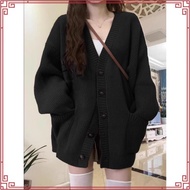 Jacket Miuna loose red cardigan, Korean fashion style plain red cardigan