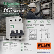 SCHNEIDER EASY9 3 POLE MCB (4.5KA) 40A / 63A Miniature Circuit Breaker (SIRIM)
