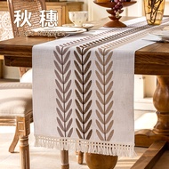 4/6/8/10 seaters New Table Runner Blue Green Leaf Embroidery Cotton Linen Tablecloth Coffee Table T