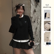 MYAN DESIGN Round Neck Elegant Fashion Embroidered Cardigan 25FSADK49