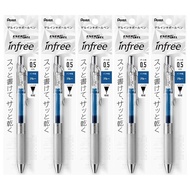 Pentel Gel Ink Ballpoint Pen EnerGel Infree 0.5 Blue XBLN75TL-C 5 Pens