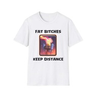 Kaos Funny Clash Royale Shirt - Fat Bitches Keep Distance Inferno Tower Graphic Tee Baju Men Shirt D