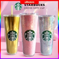 Starbucks Tumbler pink glitter Reusable Plastic Tumbler with Lid and Straw Cold Cup ULIFE