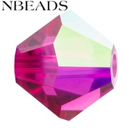 24pcs Preciosa&reg Beads Czech Bicone 70350 200 Fuchsia AB 6mm Hole:1mm