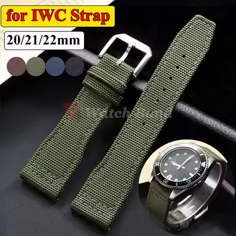 20mm 21mm 22mm Nylon Canvas Watch Strap for IWC Pilot Strap Men Sport Green Sailcloth Watch Straps R