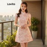Lovito Women's Elegant Ditsy Floral Knot Dress L112ED610