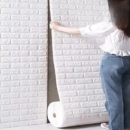 10M 自黏 3D DIY 壁紙牆貼軟泡沫磚白色復古牆客廳臥室家居裝飾貼紙 muraux