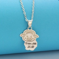 Dây chuyền bạc cho bé trai bé gái khắc tên hình con trâu DCT0037 - Trang Sức TNJ