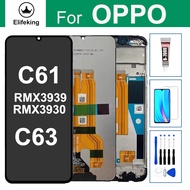 จอแอลซีดีสำหรับ C61 Realme OPPO หน้าจอสัมผัสแสดงผล RMX3930 RMX3939 C63พร้อมกรอบสำรองฟรีเครื่องมือ + 