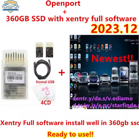 Tactrix Openport 2.0+ 360GB SSD with 2023.12 xentry full software ready to use xentry 2023.12 Diagno