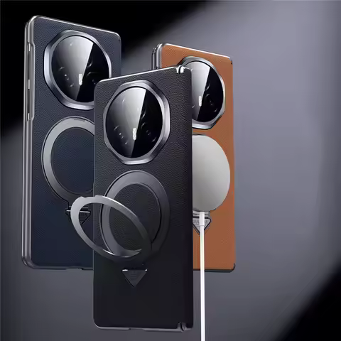 Magnetic Genuine Cowhide Leather Case for Honor Magic V5 V3 VS3 Magsafe Hinge Ring Bracket Cover