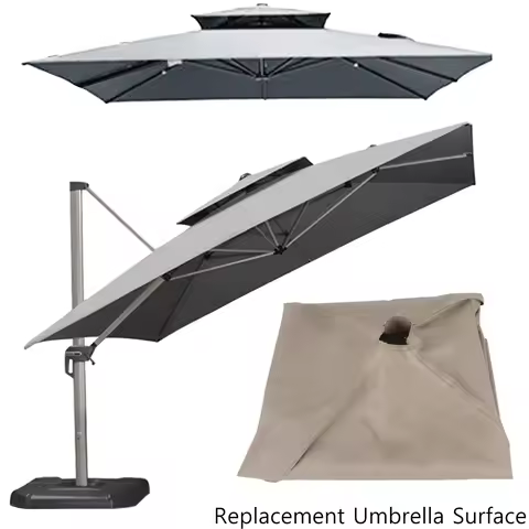 2.9*2.9m Square Replacement Umbrella Surface Rainproof Fabric Cloth Fits for Double Top Outdoor Suns