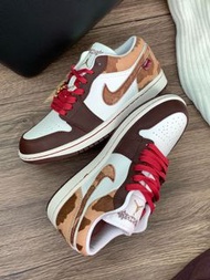💥現貨💥 熱賣美拉德風情侶款 Air Jordan 1 Low 農曆新年限定 牛紋絨面復古休閒籃球鞋 | Air Jordan 1 Low CNY Limited Edition Unisex Cow
