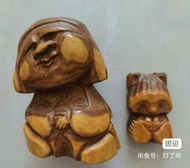 日本北海道木雕人物 狐貍 置物擺件 詢價9368