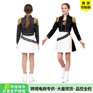 C7K-POP Witch Hunters cos Costume Children Black Gold Print High-End Stage Costume Halloween Song Co
