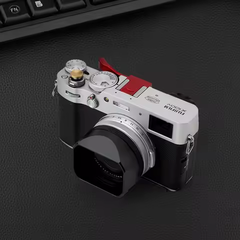 Haoge Metal Square Lens Hood for Fujifilm X100VI Fuji X100V Camera Accessories Black with 49mm UV Fi