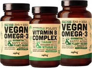 sapling Vitamin B Complex & Vegan Omega 3 60 & 180 Softgels Bundle - Essential B Vitamins with Whole