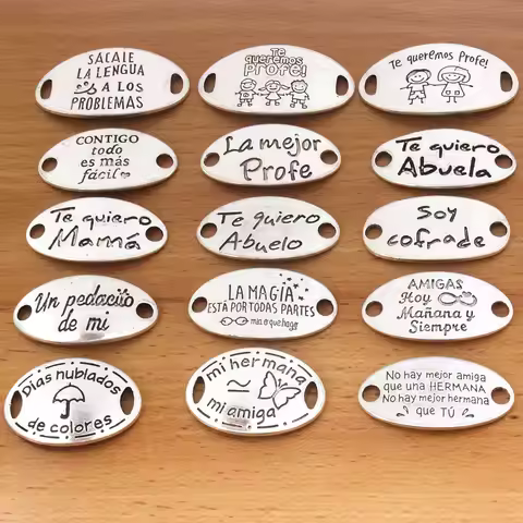 Spanish Message Words Mama Papa Connectors Pendant Tibetan Silver Bracelet Clasps Beads Accessories 