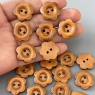 [96] Sweater Shirt Buttons Flower Wooden Buttons 2cm Handmade Wooden Buttons Brown Craft Buttons