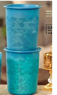 ready stock -2pcs/set tupperware blue one touch container  1.25L (2)