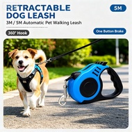 Pet Automatic Retractable Leash 3M/5M Dog Walking Leash Riot-Proof Punch One-Key Lock Wear-Resistant