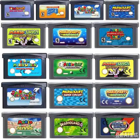 Series GBA Game Cartridge Yoshi Island Super Mario Advance WarioWare Golf Tennis Kart Party Luigi RP