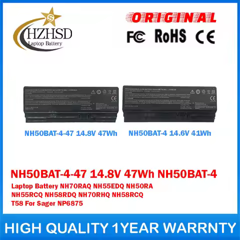 NH50BAT-4-47 14.8V 47Wh NH50BAT-4 Genuine Original Laptop Battery For CLEVO NH55EDQ NH50RA NH55RCQ N