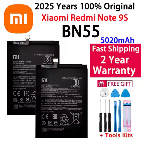100% Original 5020mAh Replacement Battery For Xiaomi Redmi Note 9S Note9S BN55 Genuine Phone Battery