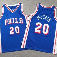 76ers Classic Blue Basketball Jersey Breathable Embroid Fan Edition No.20 Jared McCain For 120cm~160