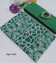 Kain Batik Cap Garutan Warna Hijau Mint - Kain Katun Prima - Kain Batik Pekalongan
