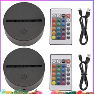 2 Pack 3D Night LED Light Lamp Base + Remote Control + USB Cable, 16 Colors Light Show Display Stand