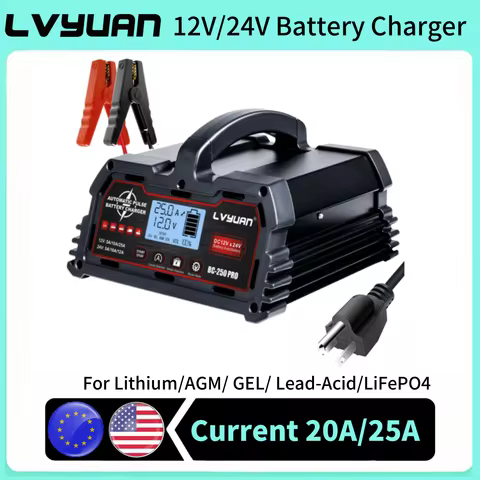 Auto DC12V 24V Battery Charger Smart LCD Display 8-stage Intelligent Charging Car Battery Chager for