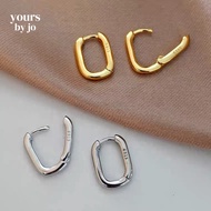 Yours by Jo S925 Sterling Silver Elegant Sleek Oval Hoop Earrings