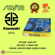 Z800 KAWASAKI SPROCKET SET KIT **SUNSTAR** O'RING 520VX3 G&B 114ZB ORING