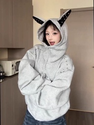 Gray Doberman Pinscher Ear Sweatshirt - Women's Loose & Stylish 2025 Edition