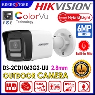 HIKVISION DS-2CD1063G2-LIU 6.0MP POE + COLORVU + MIC / AUDIO Smart Hybrid Light 6MP 2048P IP Bullet 