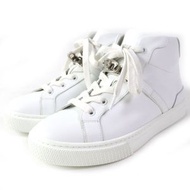 愛馬仕 Daydream 皮革高筒運動鞋，銀色五金配件和 Kelly 搭扣，白色，36 碼，帶防塵袋，意大利製造，狀況極佳。